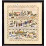 A framed late 20th century sampler by Kathleen M. Sharland, frame size 63 x 69cm.