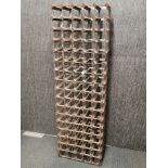 A Wills Wine Bin Co. wood and metal wine rack, 168 x 52cm.