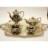 A superb Georgian five piece hallmarked silver tea set (Newcastle, c. 1798), together with a heavy