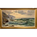 A large gilt framed oil on canvas sea scape signed Guido Odierna (Italian 1913 - 1991), frame size