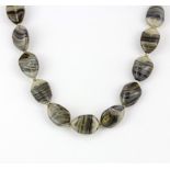 An antique clear banded agate necklace, approx. 40cm.