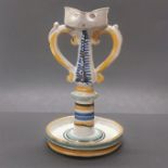 An early Faience oil lamp, H. 24cm. Prov. Estate of the late Dr. James (Jim) Bynon.