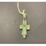 An ancient Byzantine bronze reliquary cross, 6th- 7th century, H. 7cm. Prov. Estate of the late