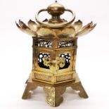An interesting antique Japanese riveted sheet brass lantern, H. 39cm. Prov. Estate of the late Dr.