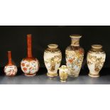 A small finely decorated Japanese satsuma pottery vase, H. 9cm, with minor rim damage and a