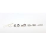 Two pairs of 925 silver stone set stud earrings together with two 925 silver stone set pendants