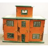 An unusual hand made Art Deco style dolls house and contents, 79 x 38 x 70cm.