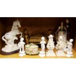 A David Cornell porcelain unicorn, together with a Royal Doulton figure of 'Young Love' (second) and