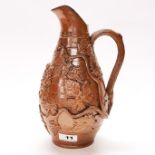 A mid 19th century salt glazed wine jug attributed Alloa pottery, sterling Scotland, H. 29cm.
