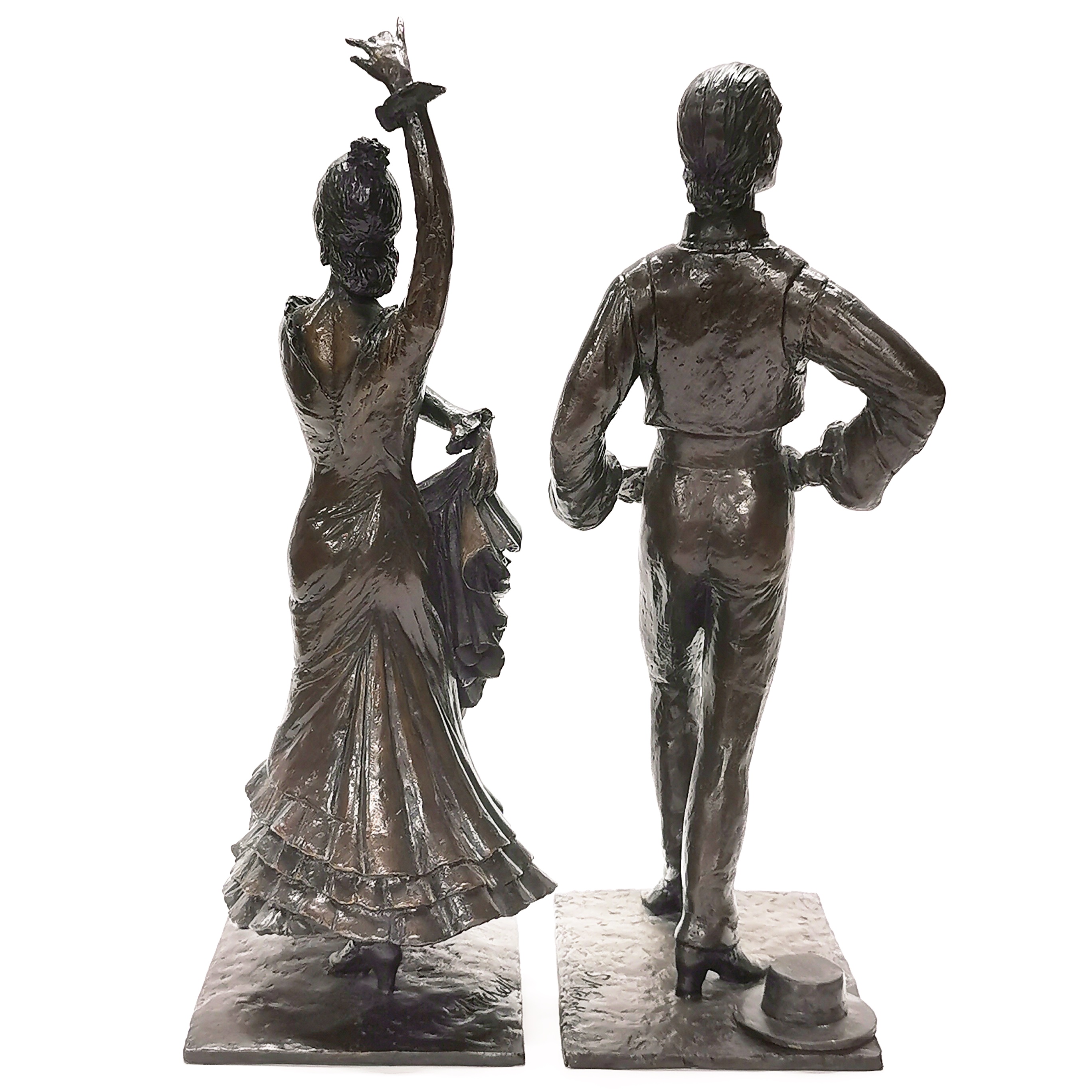 An interesting pair of cast bronze figures of flamenco dancers after S. Mitchell, H. 36cm. - Image 4 of 4