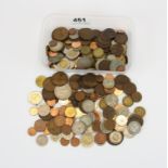 A tray of mixed coins.