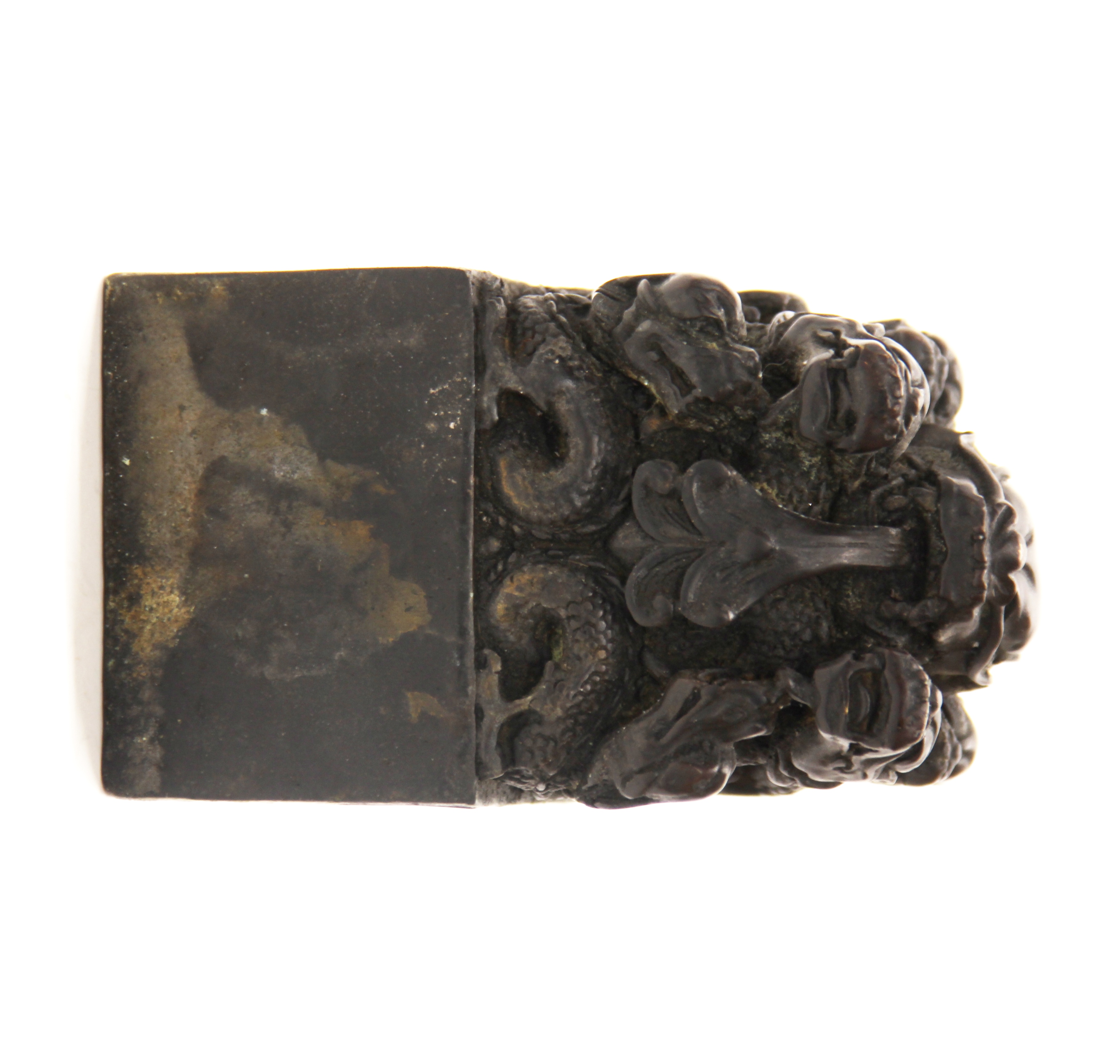 A heavy Chinese cast bronze scholar's seal decorated with dragons, H. 14cm. - Image 2 of 5