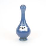 A Chinese blue glazed small porcelain vase, H. 17cm.