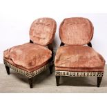 A pair of unusual classical design upholstered chairs, H. 75cm.