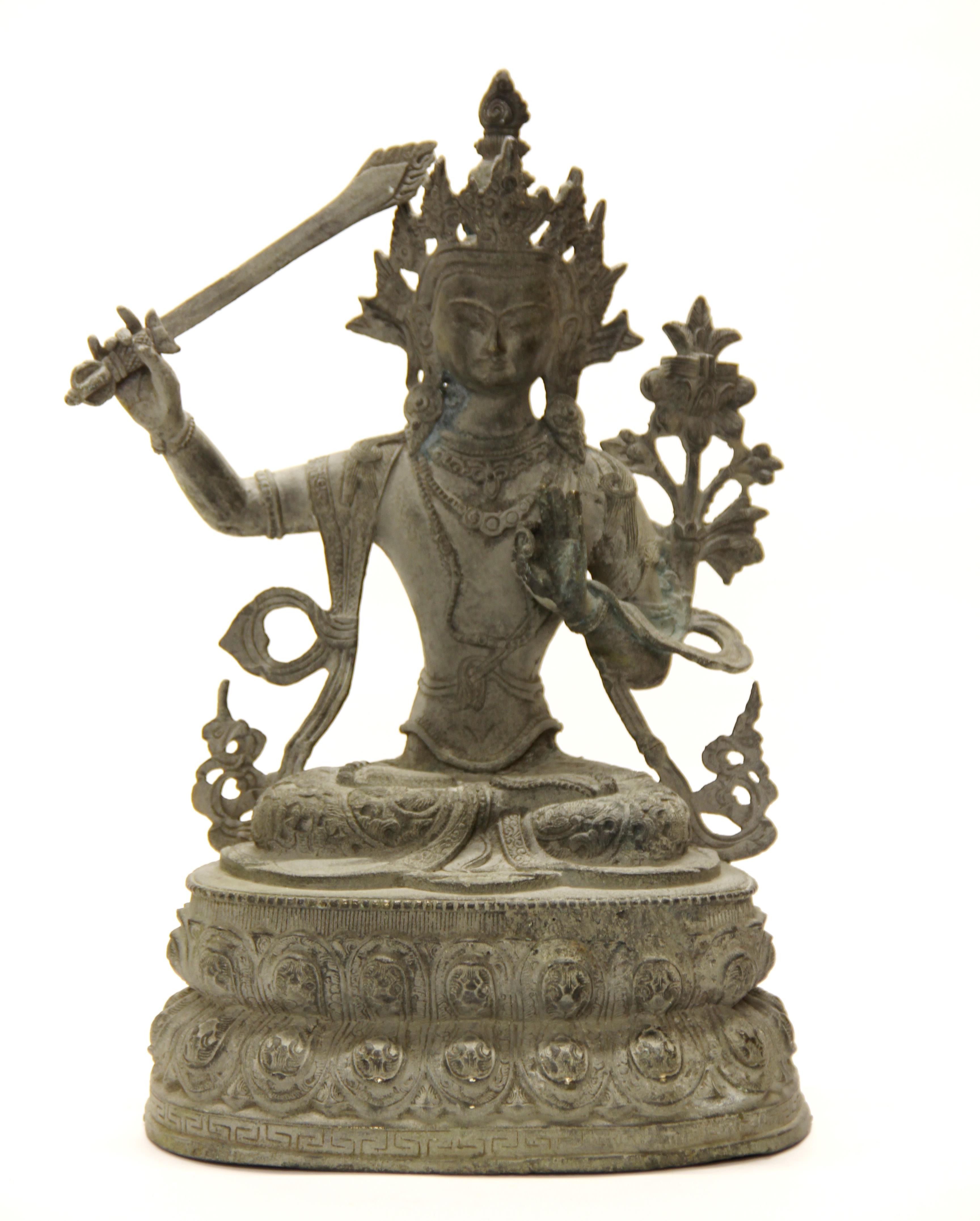 A large Tibetan bronze figure of a seated Tara, H. 38cm. - Image 2 of 2