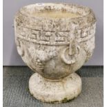 An antique carved sandstone garden planter, H. 39cm.