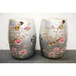 A pair of Chinese porcelain garden stools, H. 46cm.