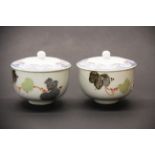 A pair of Chinese Republican period porcelain tea bowls and covers, Dia. 8cm, H. 6.5cm, with old