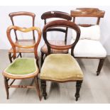 A group of five 19th century chairs.