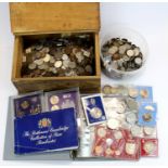 A large quantity of mixed coins.