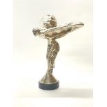 A silvered bronze figure of the Spirit of Ecstasy on a marble base, H. 38cm.