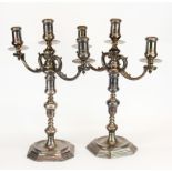 A pair of large English import hallmarked silver candelabra, H. 38cm (repair to one branch).