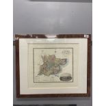 A framed map of Essex, frame size 65 x 55cm.