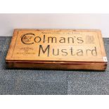 A Victorian pine Colman's mustard advertising box, 67 x 33 x 8cm.