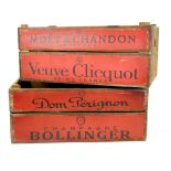 Two wooden champagne advertising boxes, 44 x 25 x 20cm.