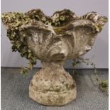 A vintage concrete garden planter, Dia. 55cm, H. 47cm.