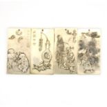 Four Chinese white metal amulets / weights, 10 x 5cm.