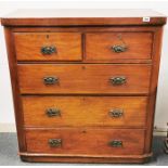 A Victorian mahogany veneered five drawer chest, 96 x 102cm.