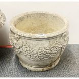 An antique cast concrete garden pot, H. 31cm.