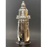 A large silver plated lighthouse decanter, H. 35cm.