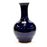 A superb Chinese cobalt blue glazed porcelain vase, H. 35cm, with six character mark to base for