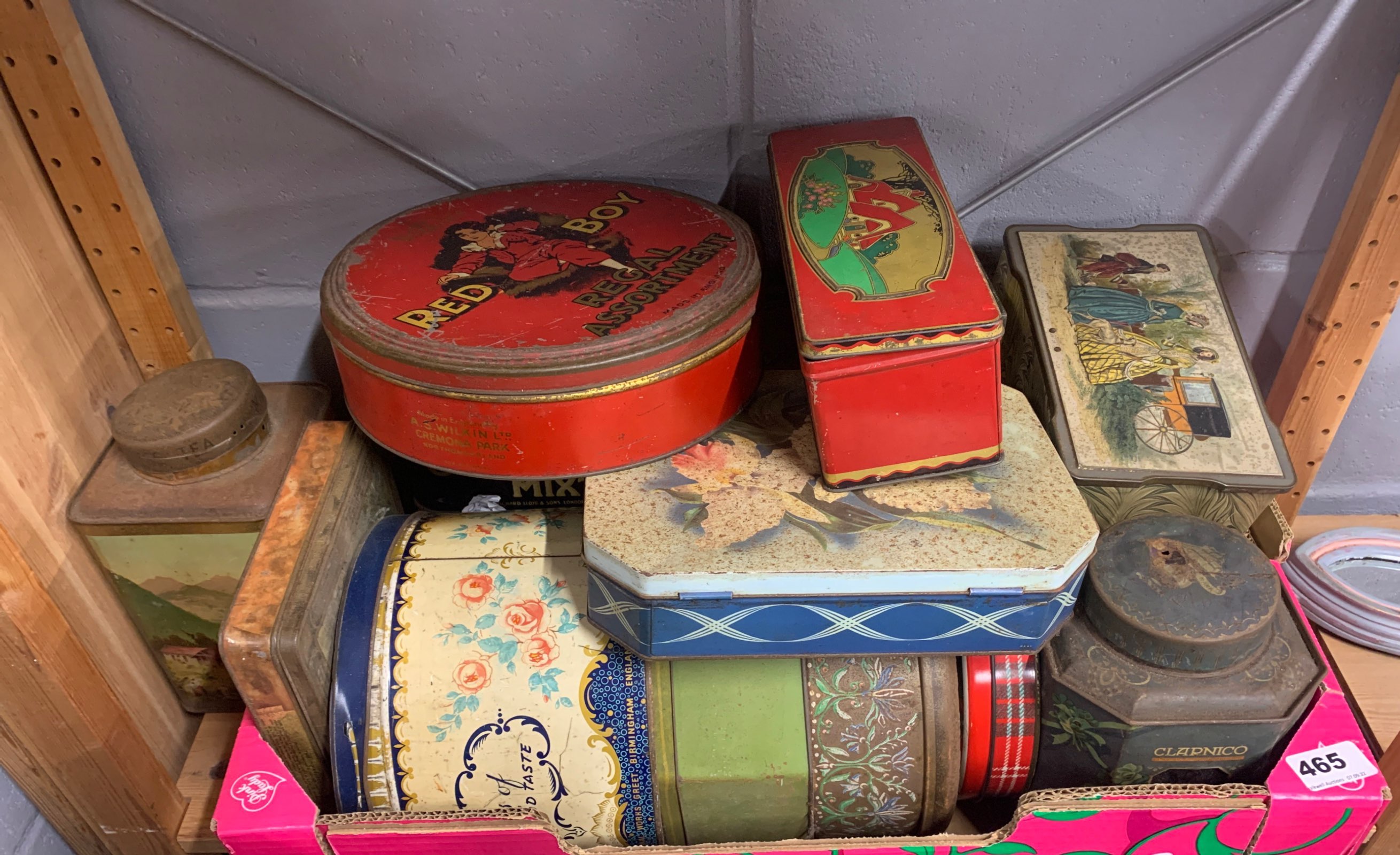 A collection of vintage tins.