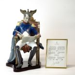 A large limited edition 777/1500 porcelain Lladro figure of the Emperor Napoleon on a wooden base,