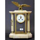 A 19th century French Ormulu mounted classical marble and bronze four glass mantel clock, H. 47cm.