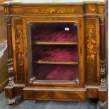 A fine 19th century ormulu mounted and fruitwood inlaid display cabinet with inset marble top (top