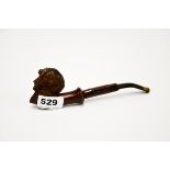 A lovely carved briar tobacco pipe, L. 19cm.