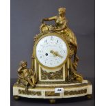 An impressive 19th century French gilt bronze and marble mantel clock by F. Camelin of Paris, H.