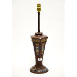 An early 20th century Chinese enamelled bronze table lamp base, H. 58cm.