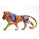 An interesting pop art composition figure of a lion, L. 43cm.