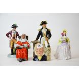 A group of four Royal Doulton character figures including 'Clare', 'The Captain', 'The Judge' and '