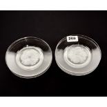 A set of six signed frosted crystal dishes, Dia. 15cm.