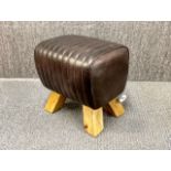 A leather covered footstool, 40 x 30 x 36cm.