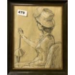 A framed Victorian pastel of a lady with a parasol, frame size 24 x 29cm, initialled C M M.