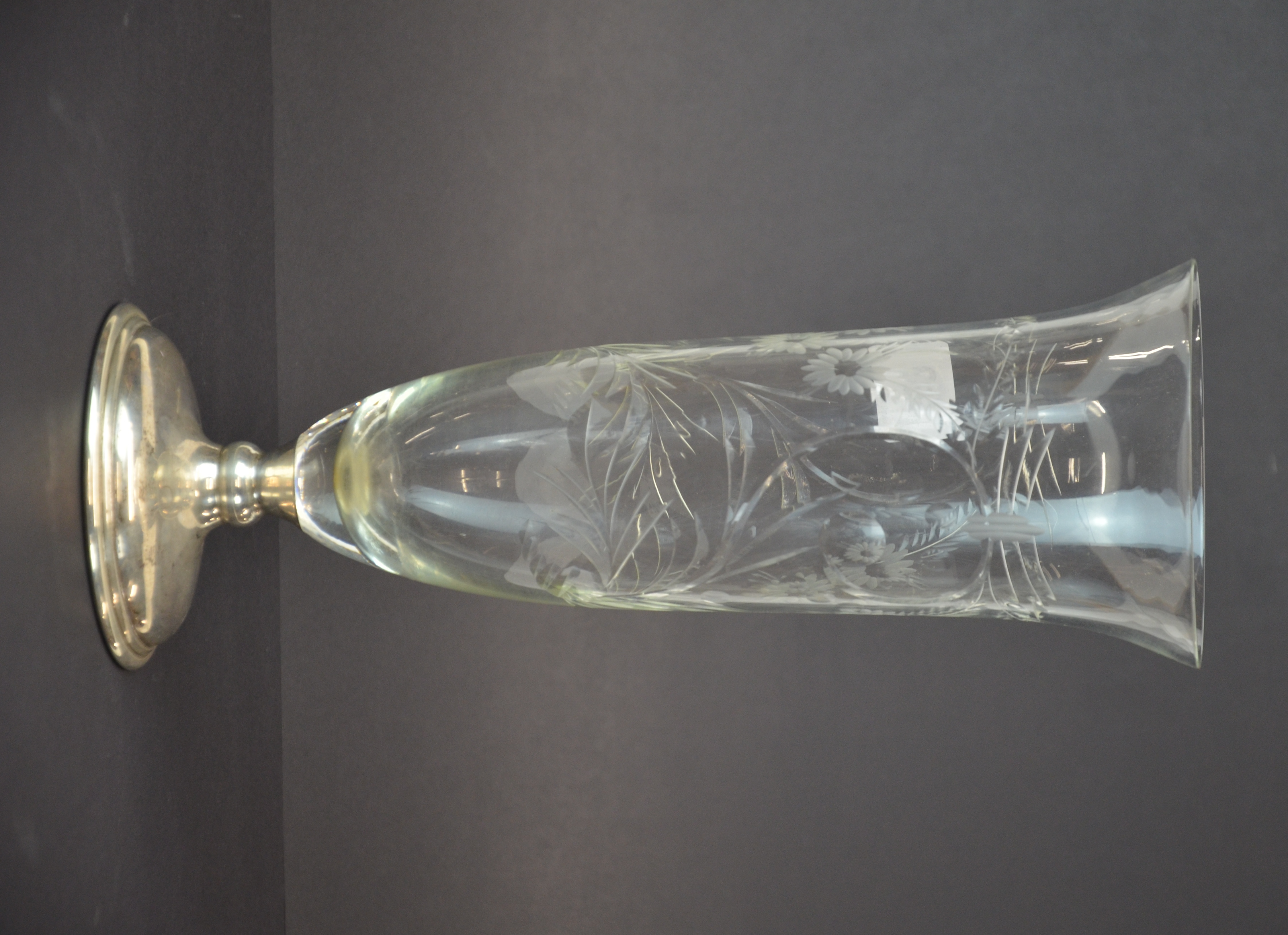 An American Rank M. Whiting & Co sterling silver based cut glass vase, H. 29cm, - Image 2 of 2