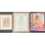 A framed watercolour depicting a female study signed Redrup for Gordon Redrup, frame size 50 x 62cm,