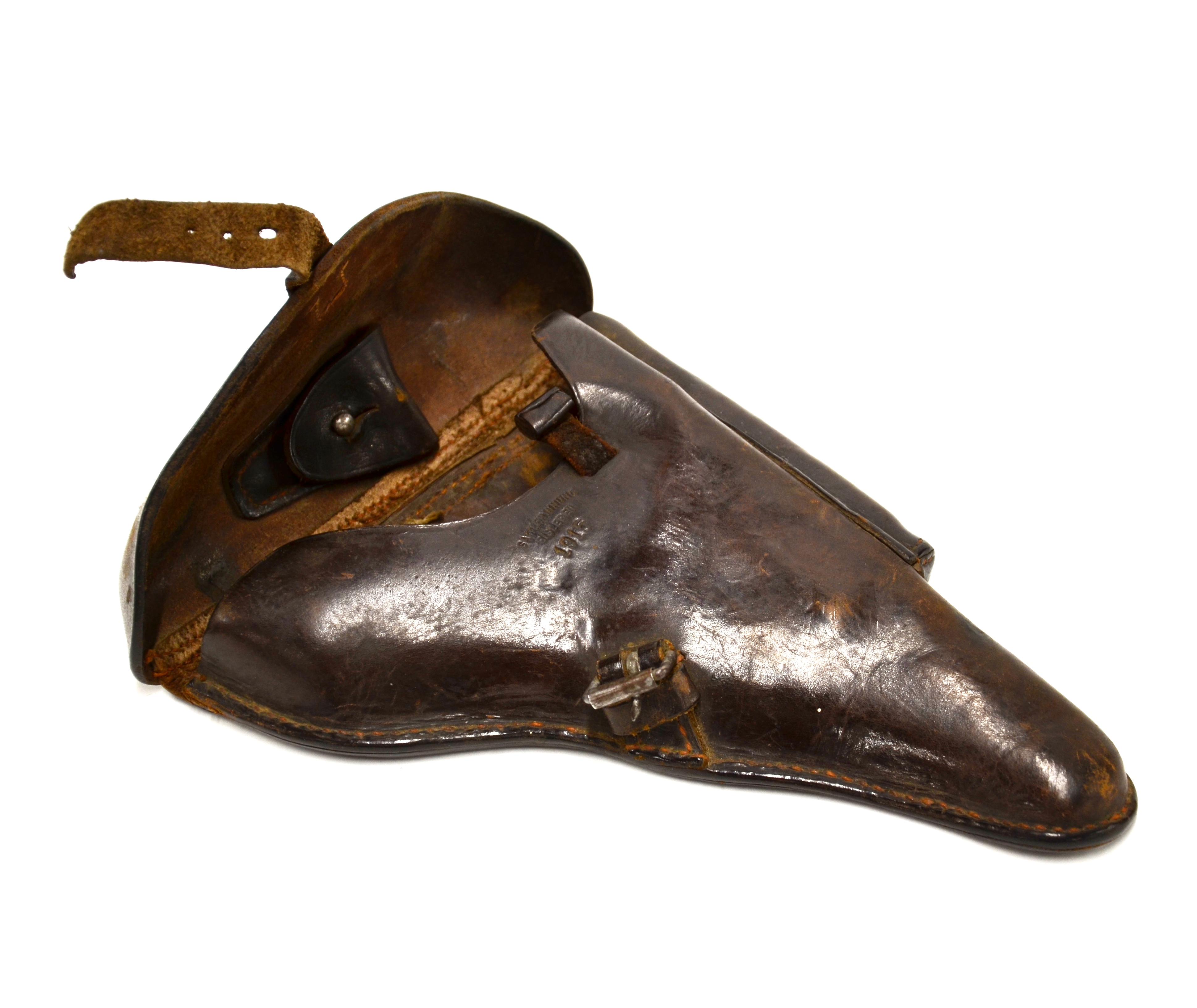 A WWI German leather revolver holster, D. 24cm. - Image 3 of 5